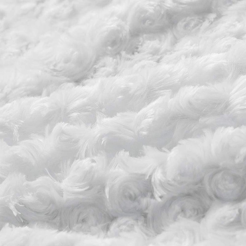 Simple&Opulence Plush Fluffy Throw Blanket Tridimensional Rose Pattern Soft Warm Microfiber Cozy Chic Shaggy Reversible Coverlet for Girls Home DÃ©cor Couch, 50"x 60", White - Image 2